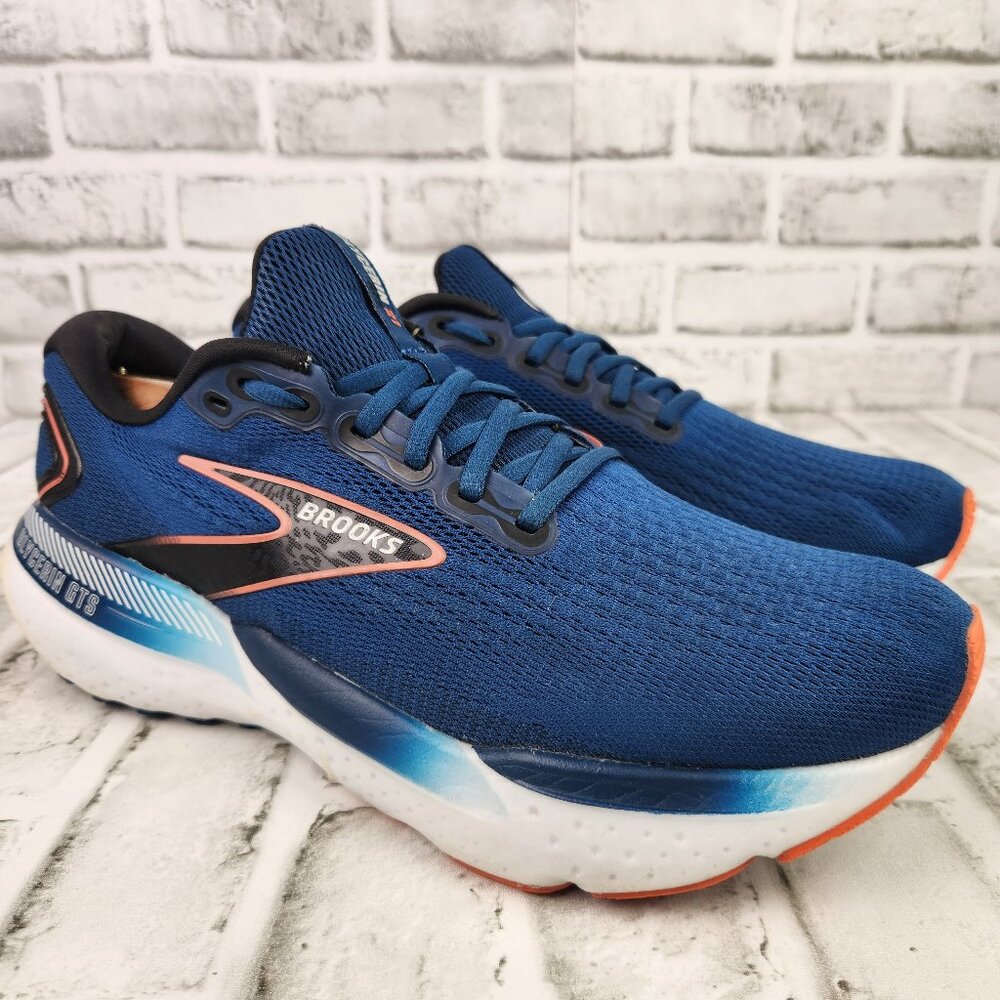 Brooks Glycerin GTS 21 Men's Sz 11.5 D Blue White Athletic Running Gym Sneakers